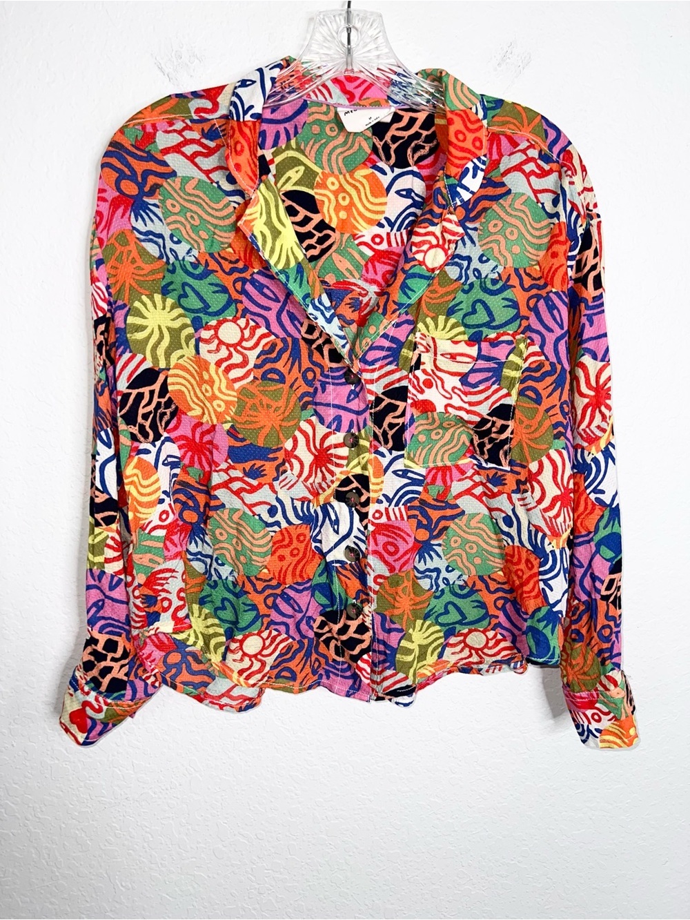 Anthropologie x Meg Fransee top womens Small wearable art colorful work B24